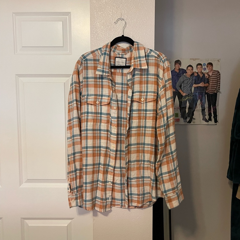 American Eagle Blue and Orange Flannel